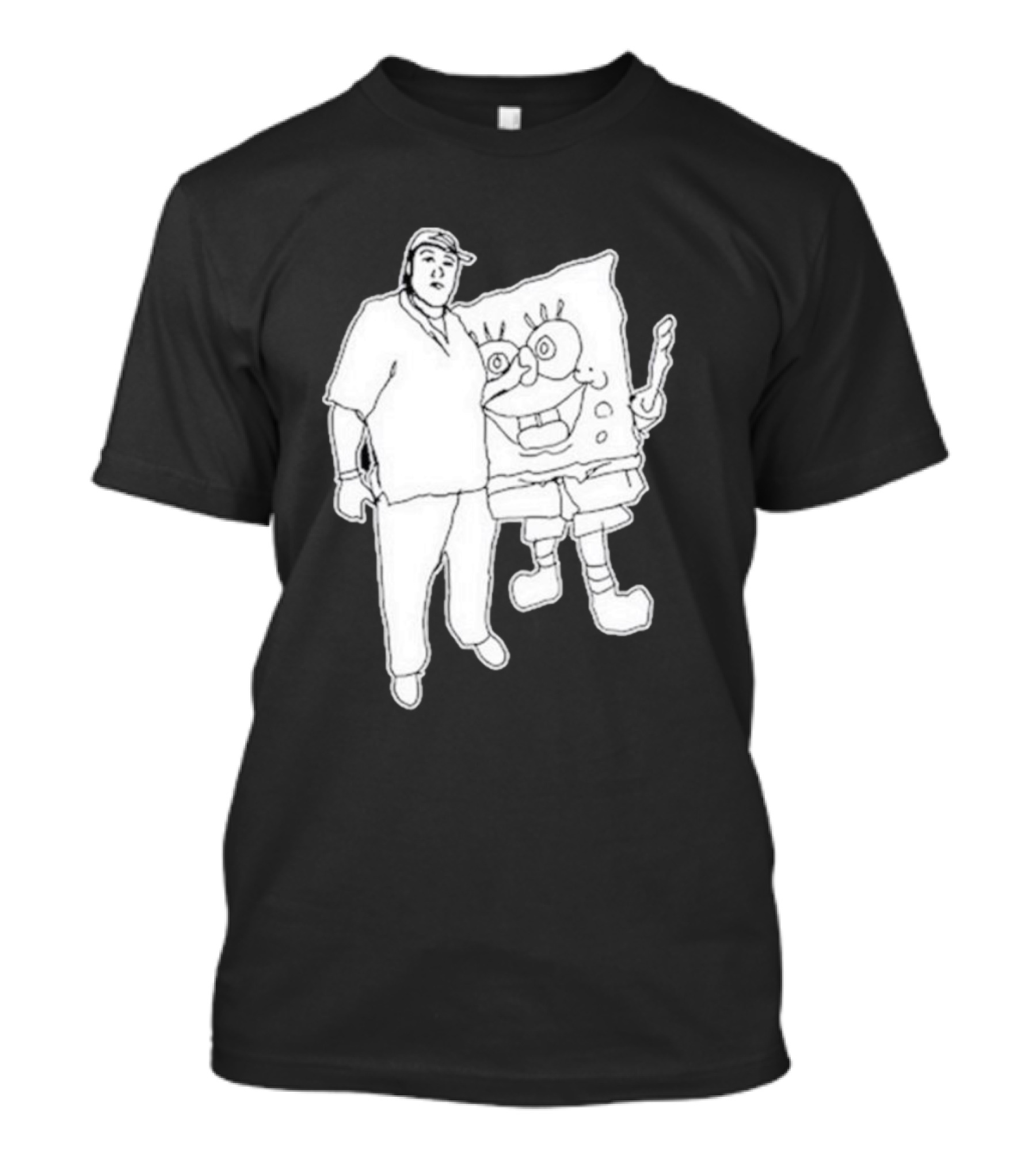 Fake Handshake Tony Spongebob Duo Outline T-Shirt