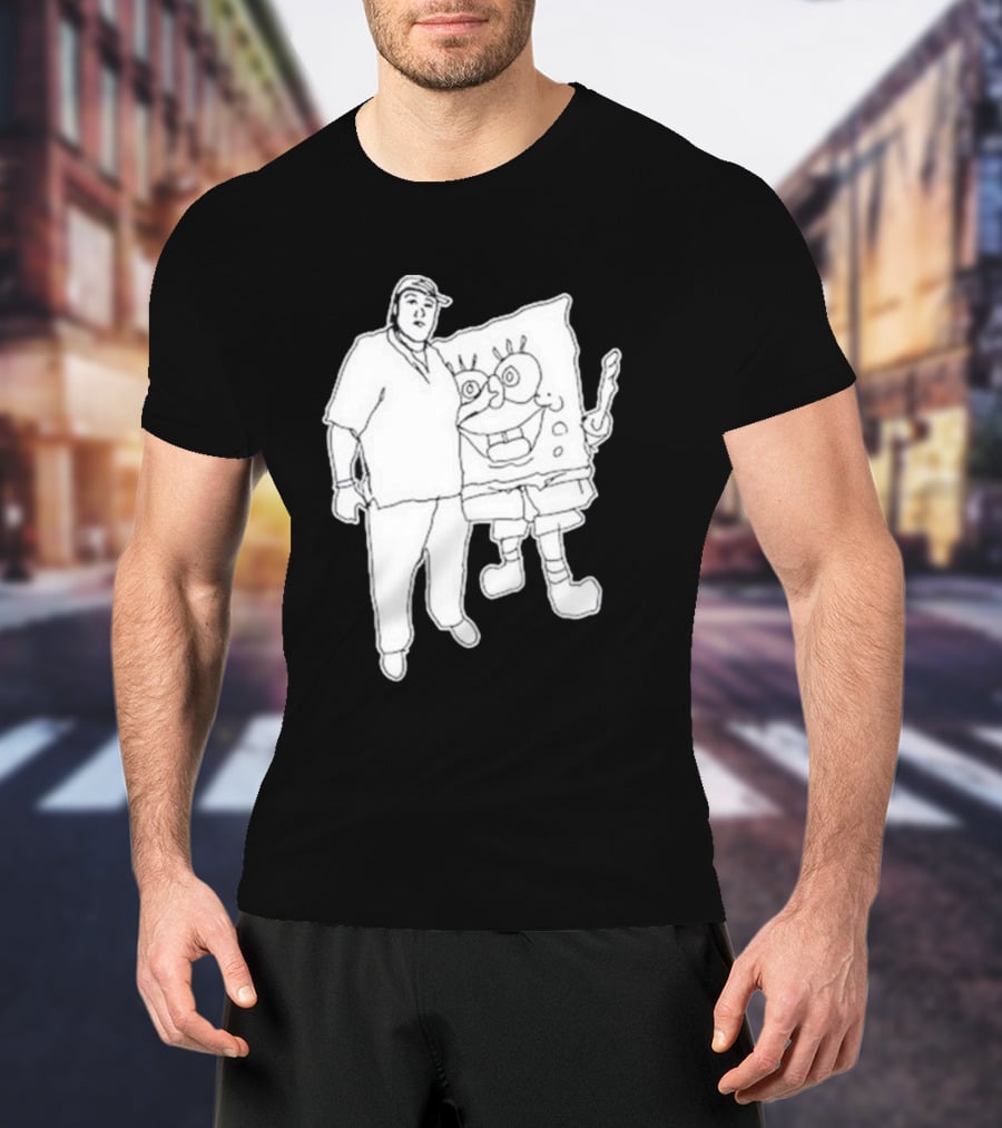Fake Handshake Tony Spongebob Duo Outline T-Shirt