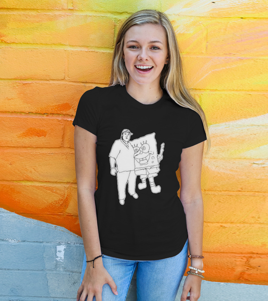 Fake Handshake Tony Spongebob Duo Outline T-Shirt