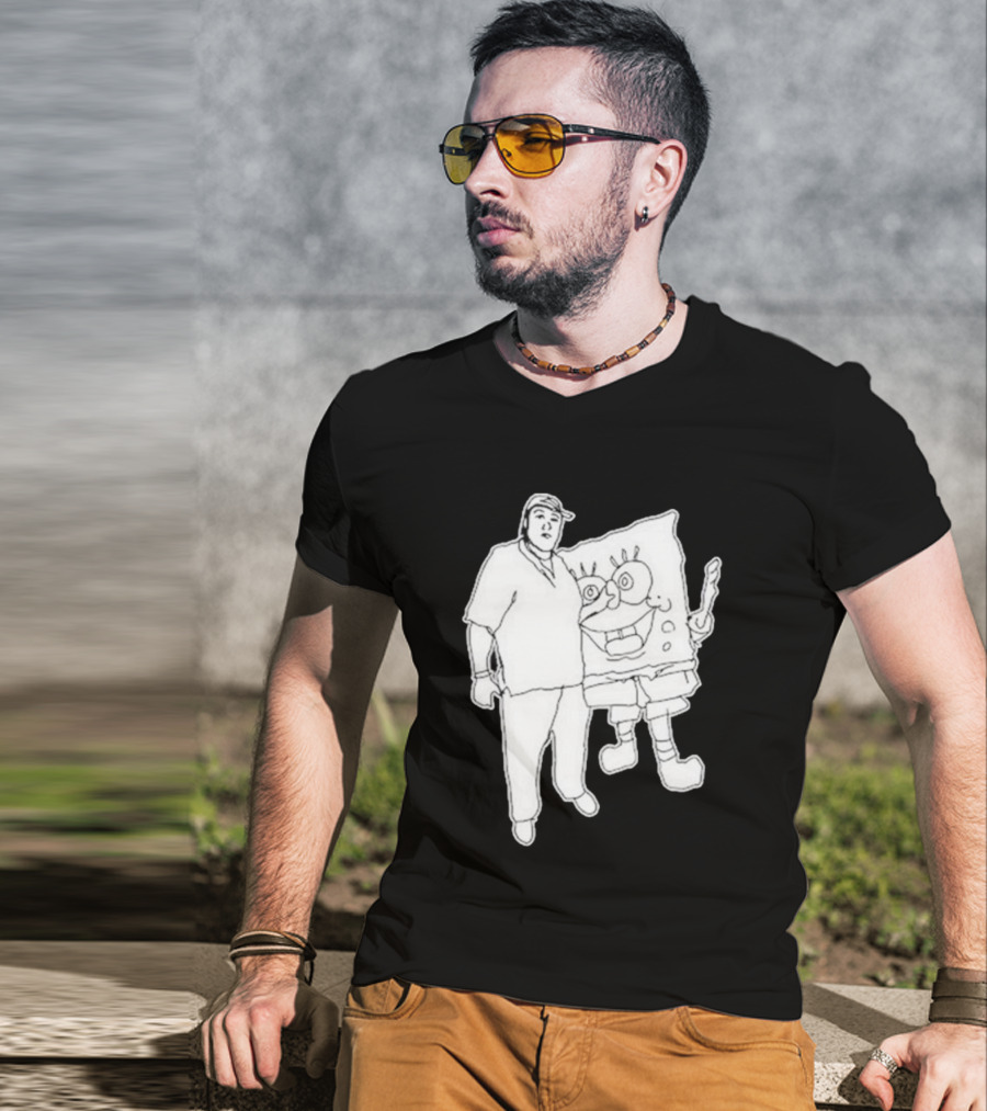 Fake Handshake Tony Spongebob Duo Outline T-Shirt