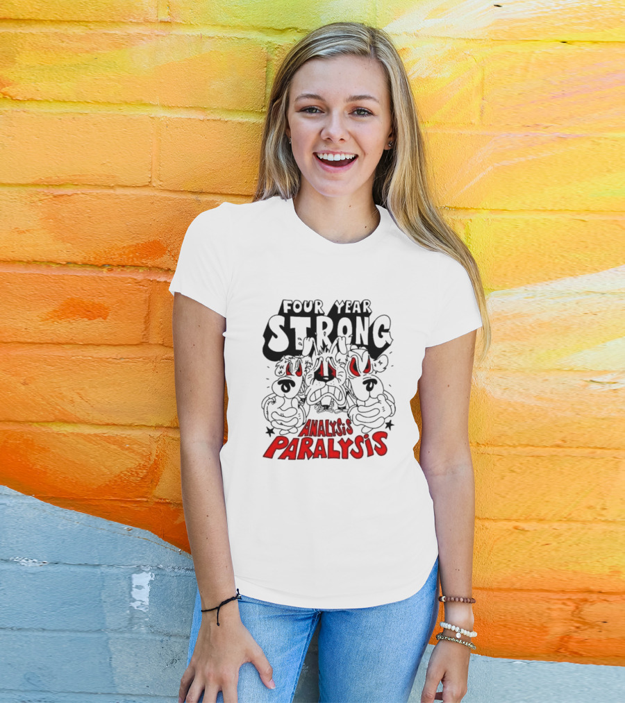 Four Year Strong Analysis Paralysis Angry Cartoon Dogs With Red Eyes T-Shirt