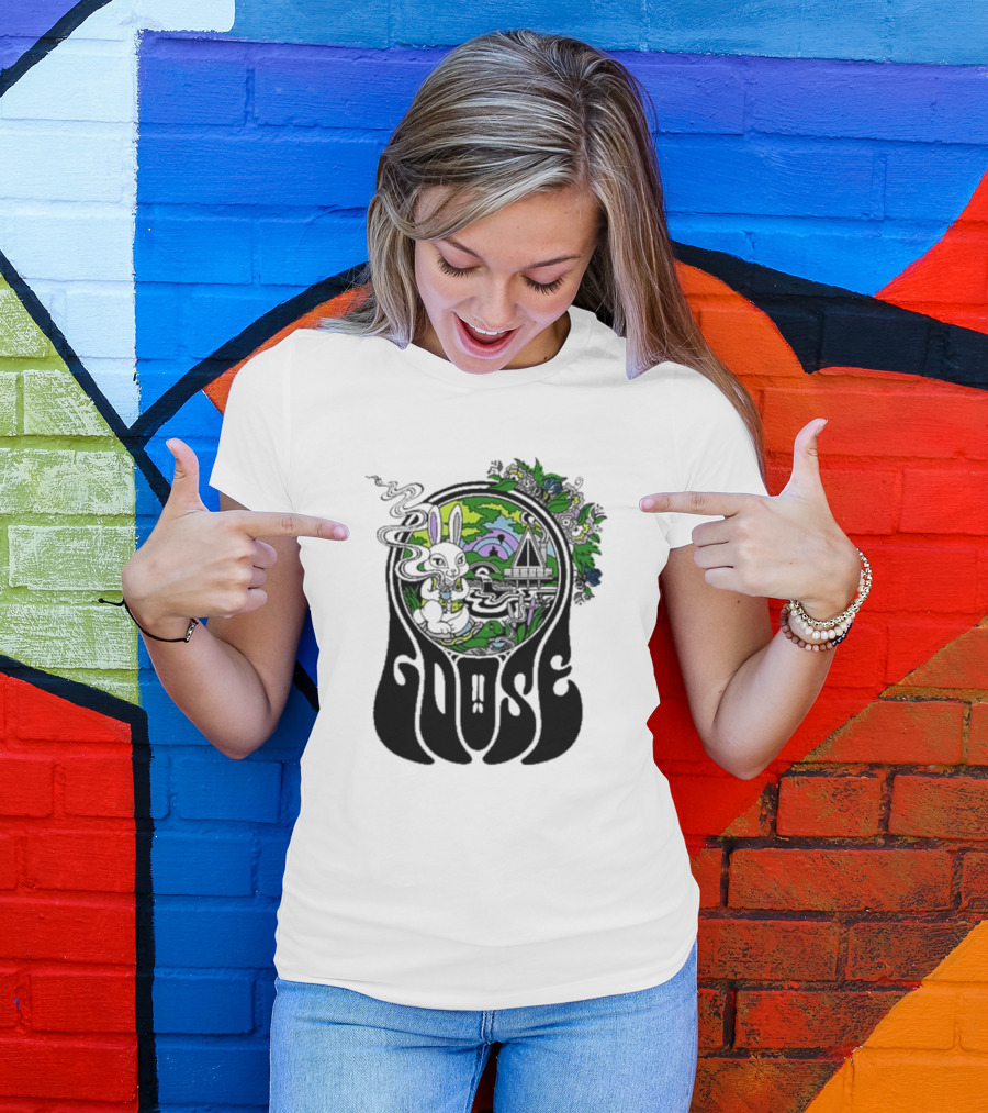 Goose Wonderland Psychedelic Rabbit Forest Portal T-Shirt