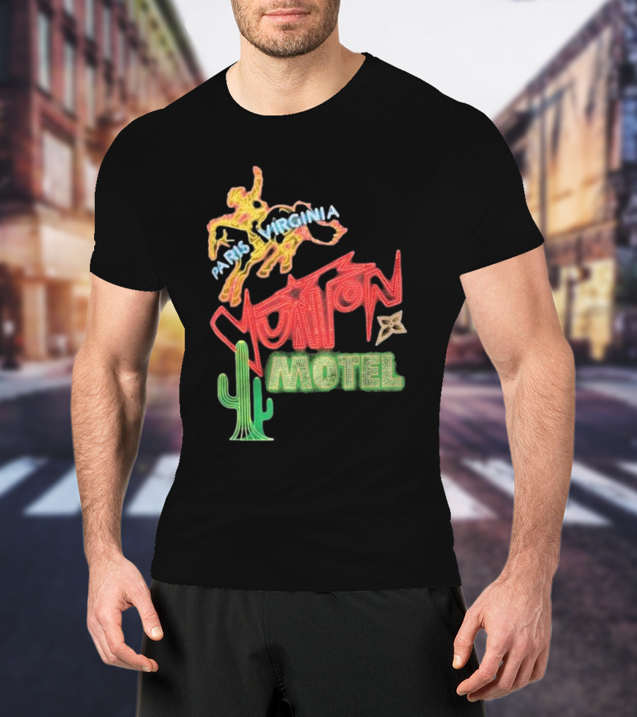 Paris Virginia Vuitton Motel Neon Cactus Cowboy Retro Sign T-Shirt