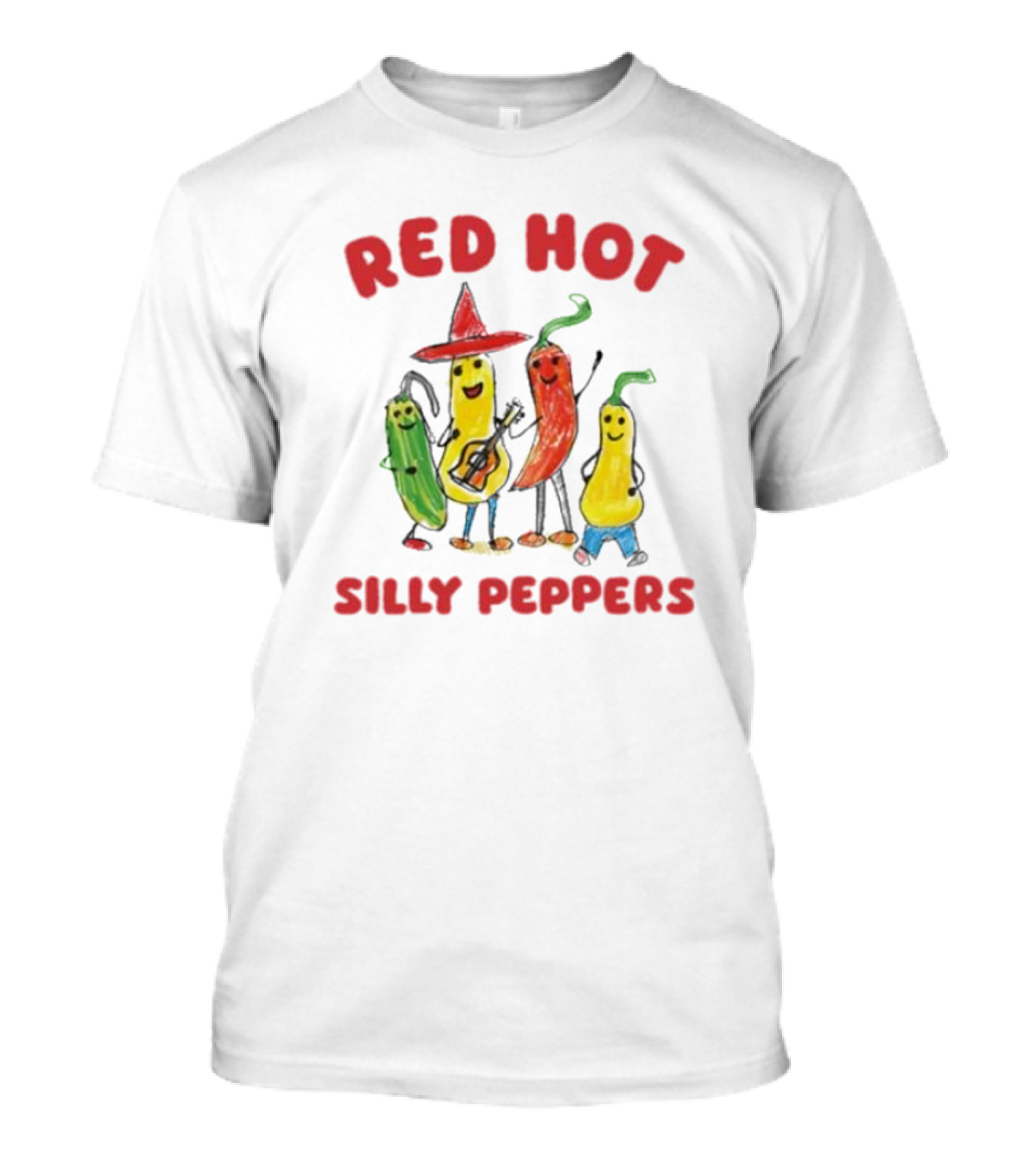 Sillycityco Red Hot Silly Peppers Cartoon Band Characters T-Shirt