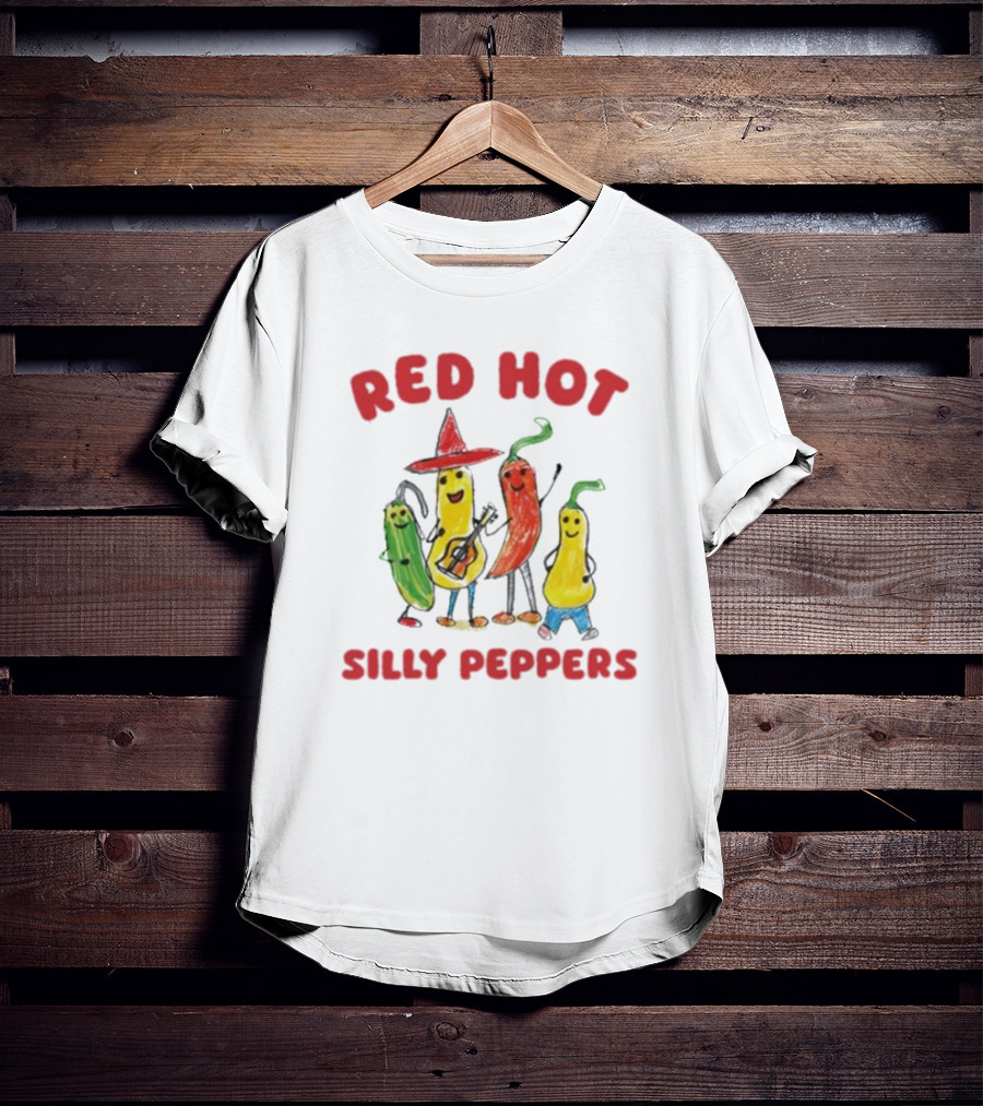 Sillycityco Red Hot Silly Peppers Cartoon Band Characters T-Shirt