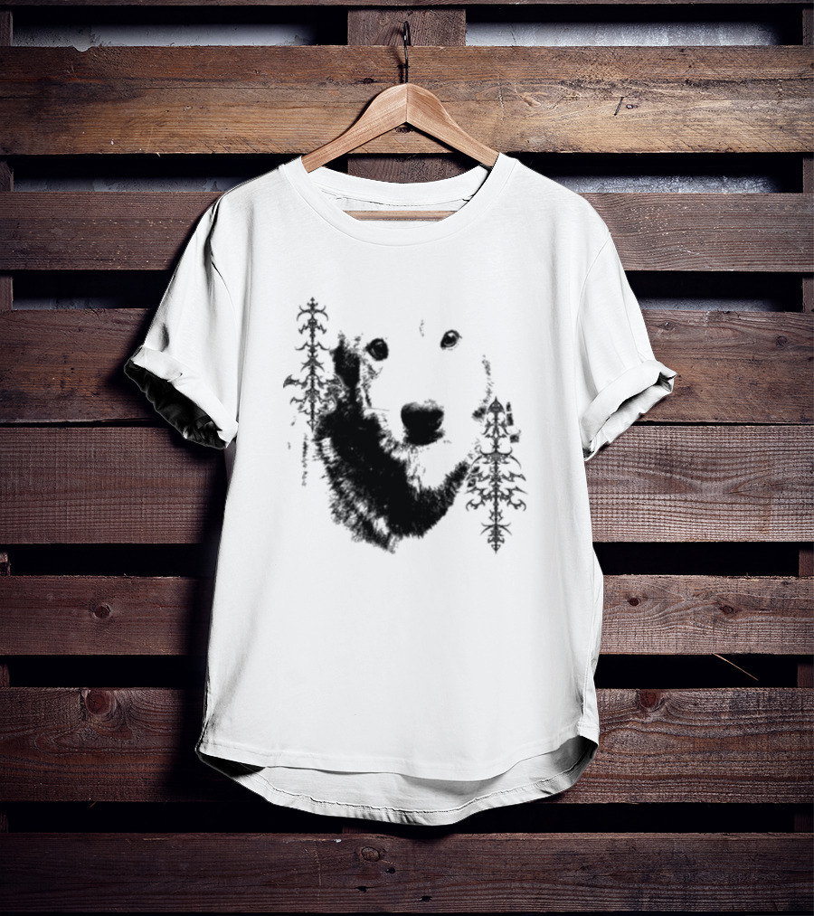 Wolf Face With Stylized Evergreen Trees T-Shirt