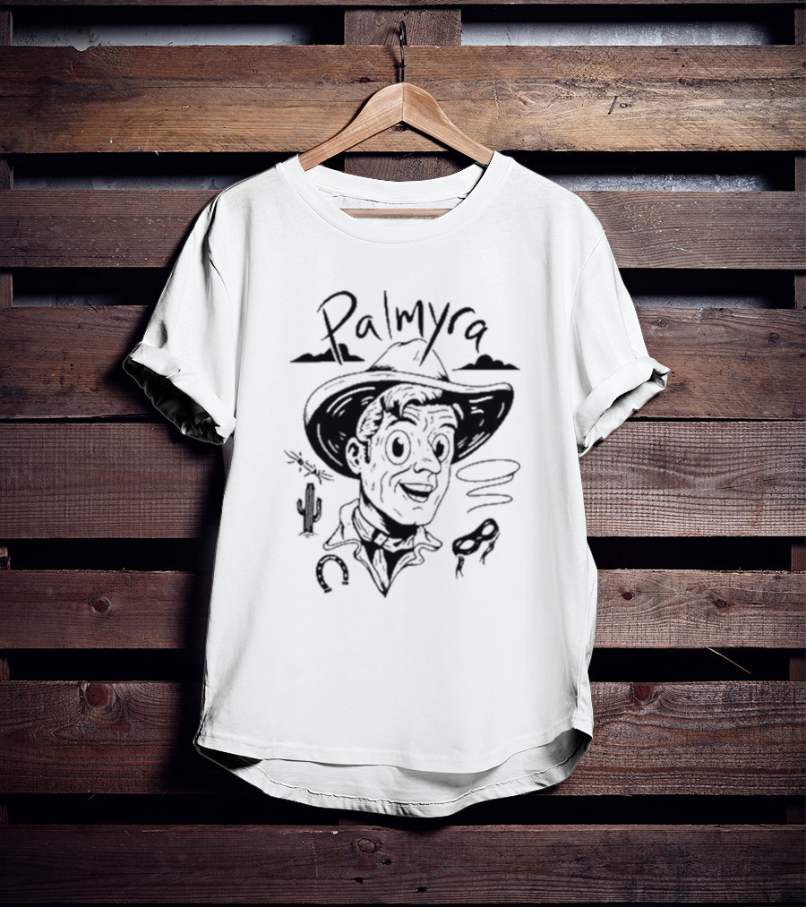 Palmyra Cowboy Retro Cactus Lasso Horse Shoe T-Shirt
