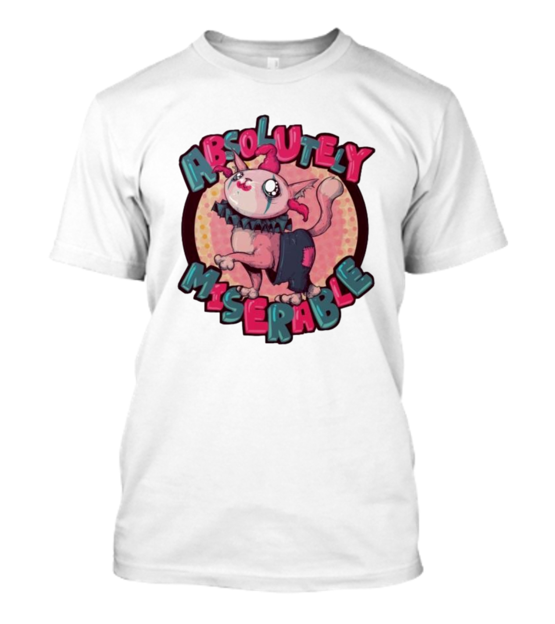 Absolutely Miserable Patchwork Cat With Puffy Text T-Shirt