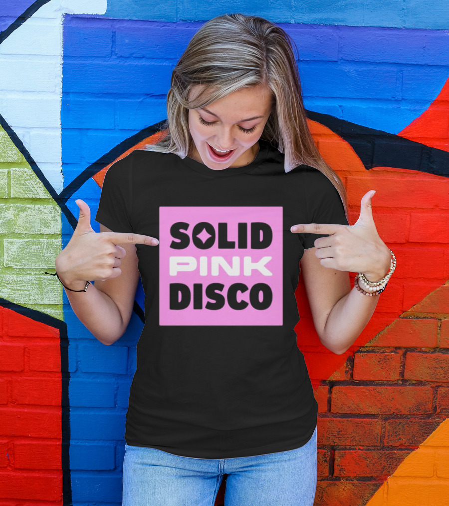SOLID PINK DISCO Starburst Retro Block T-Shirt