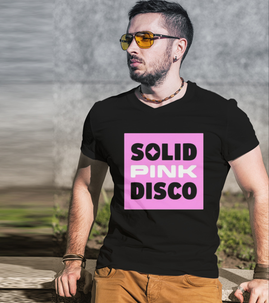 SOLID PINK DISCO Starburst Retro Block T-Shirt