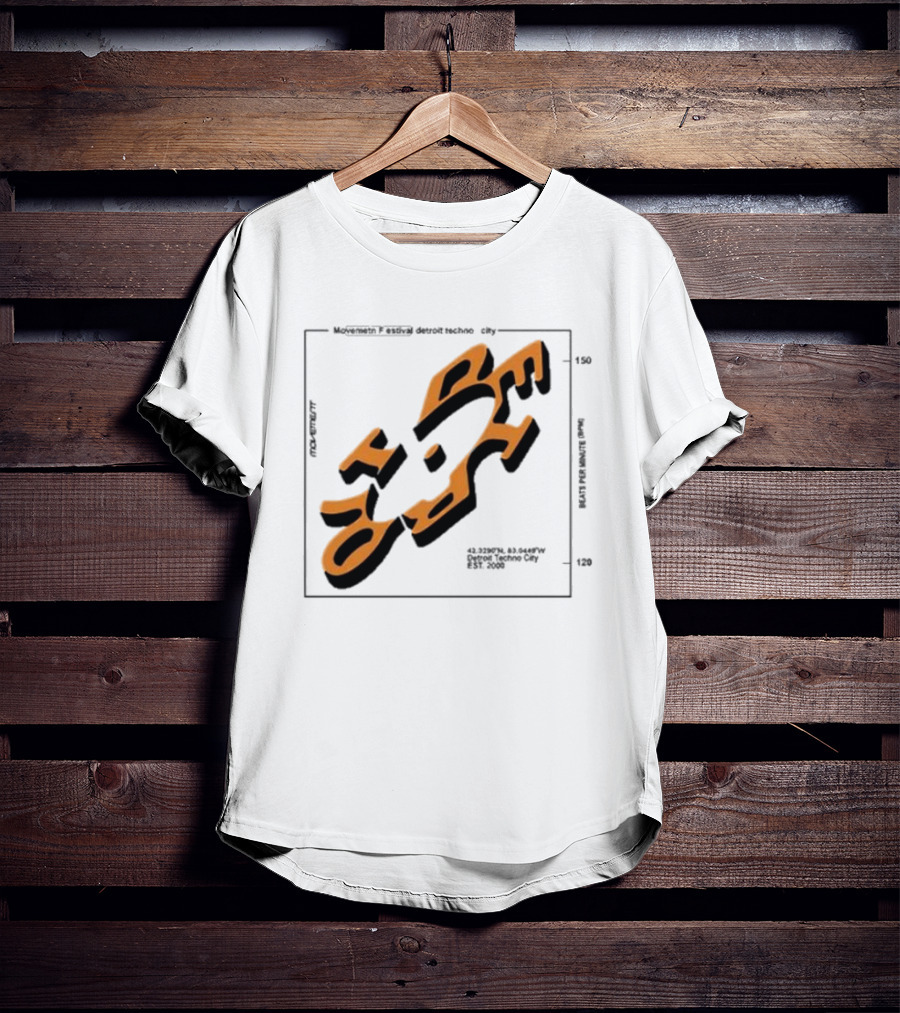 Movement Festival Detroit Techno City EST 2000 45 Heavy Latitude Longitude Coordinates T-Shirt