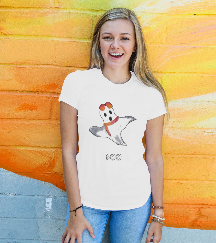 Boo Orange Black White Ghost Halloween T-Shirt