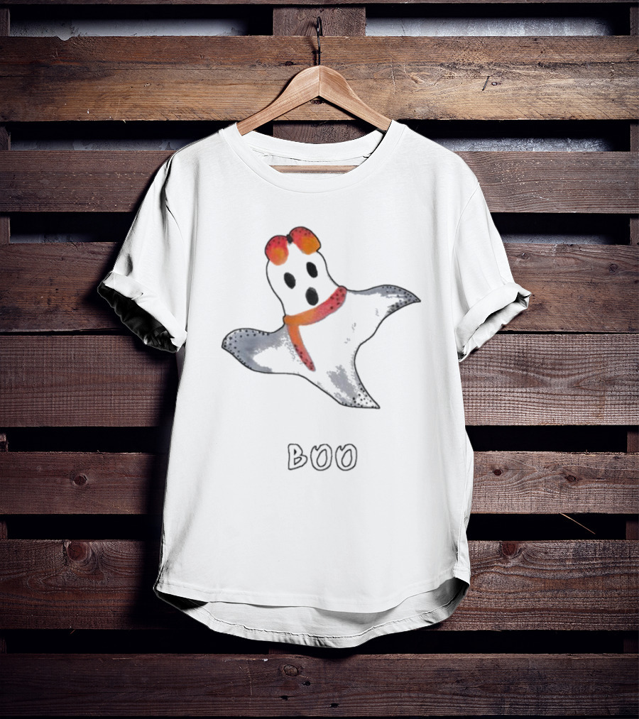 Boo Orange Black White Ghost Halloween T-Shirt
