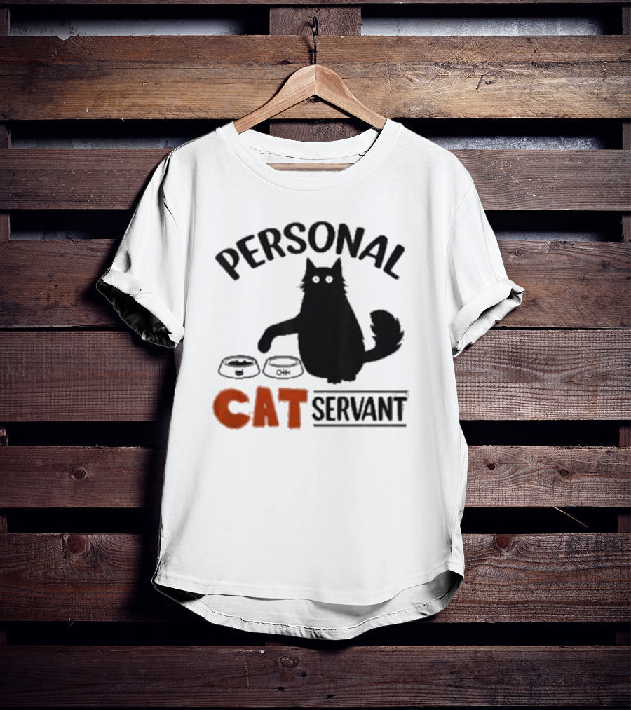 PERSONAL CAT SERVANT WITH PET FOOD BOWLS T-Shirt