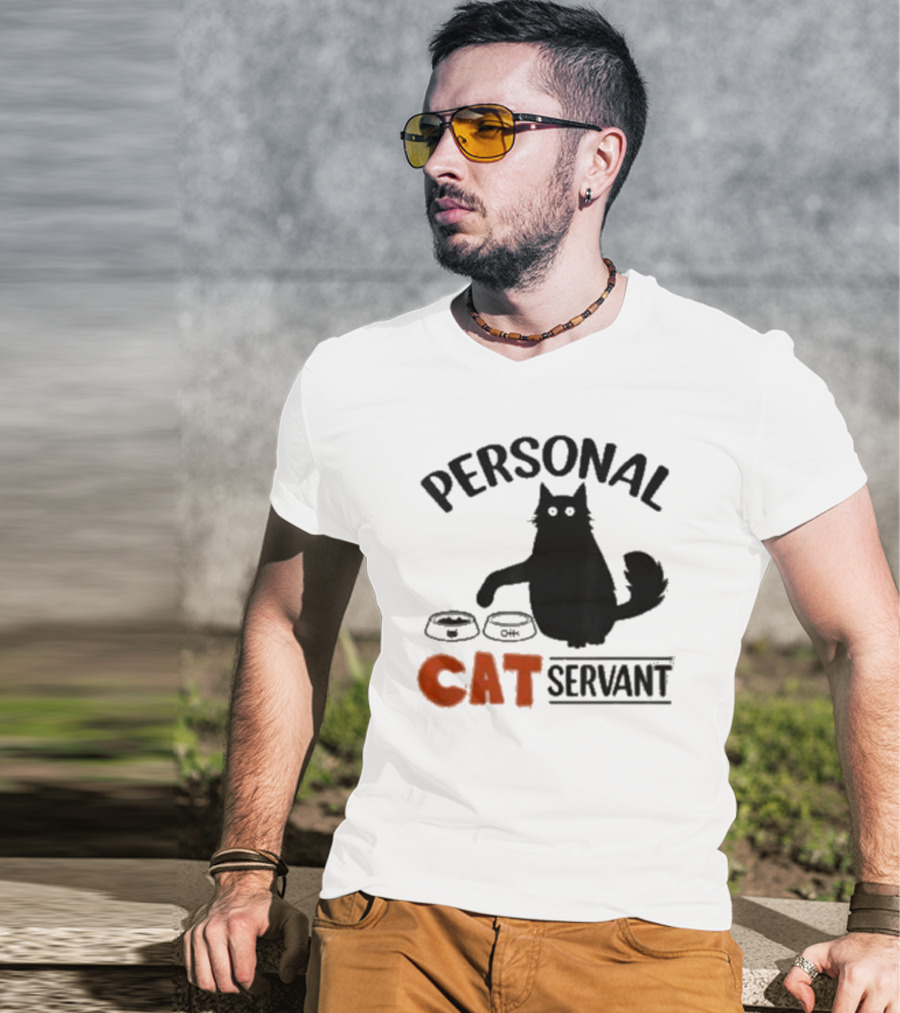 PERSONAL CAT SERVANT WITH PET FOOD BOWLS T-Shirt