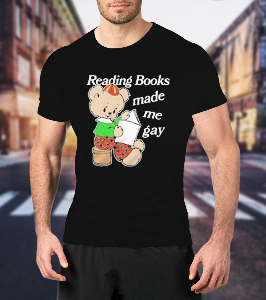 Reading Books Made Me Gay Teddy Bear In Plaid T-Shirt