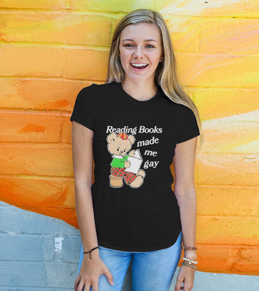 Reading Books Made Me Gay Teddy Bear In Plaid T-Shirt
