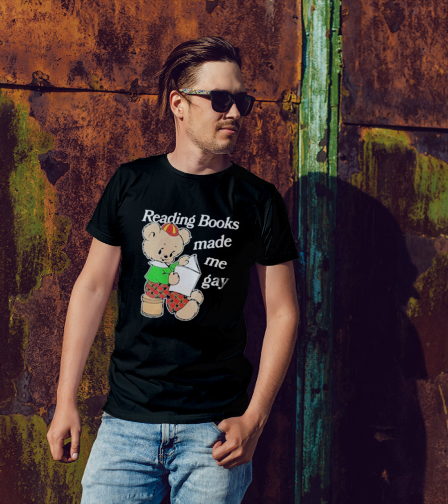 Reading Books Made Me Gay Teddy Bear In Plaid T-Shirt