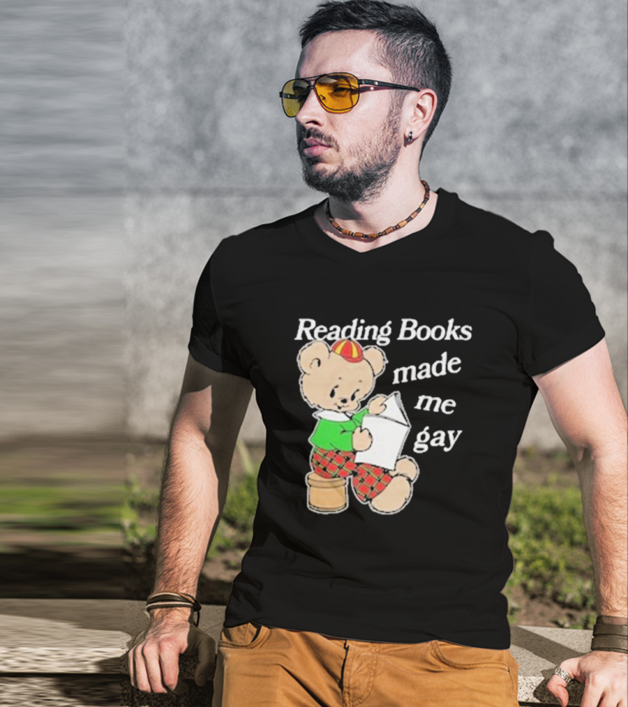 Reading Books Made Me Gay Teddy Bear In Plaid T-Shirt