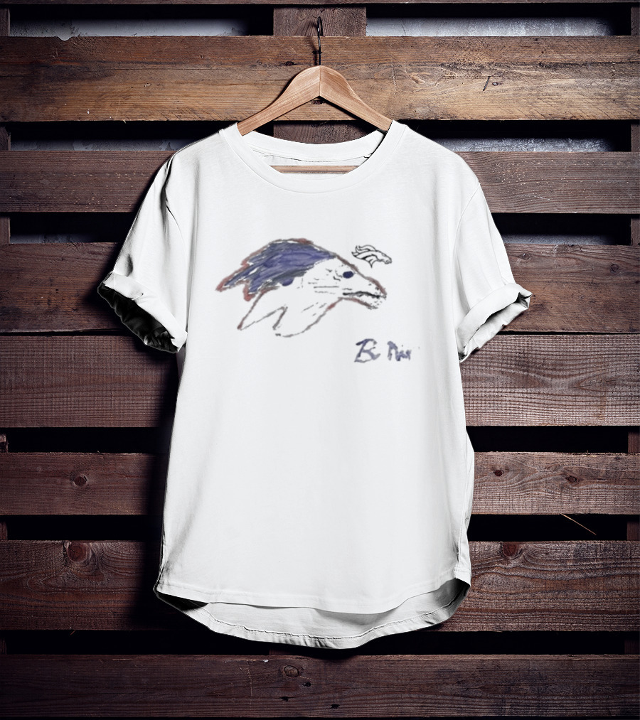 Rookies Paint Denver Broncos Bo Nix Blue Red Sketch T-Shirt