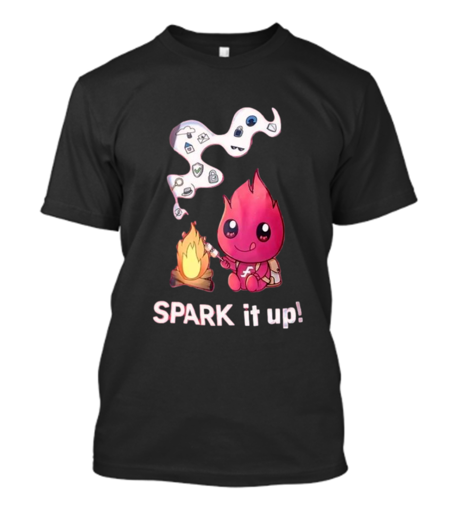 Spark It Up Cute Child Fire Roasting Marshmallow With Iconic Symbols T-Shirt