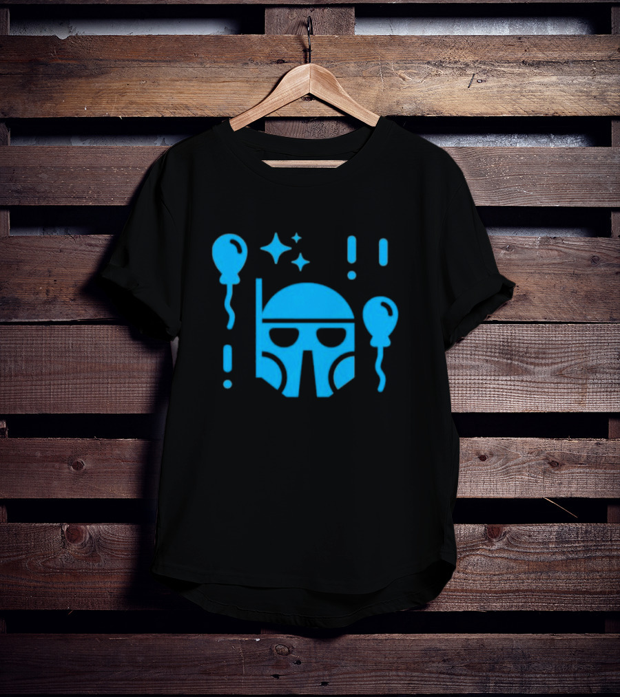 Boba Fett Helmet With Balloons And Stars Youth Star Wars Day T-Shirt