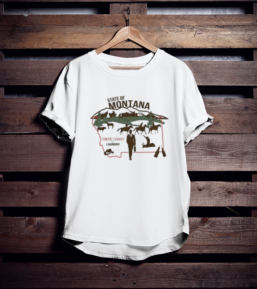 State Of Montana Tokyo Cowboy Laundry Pastoral Scene T-Shirt