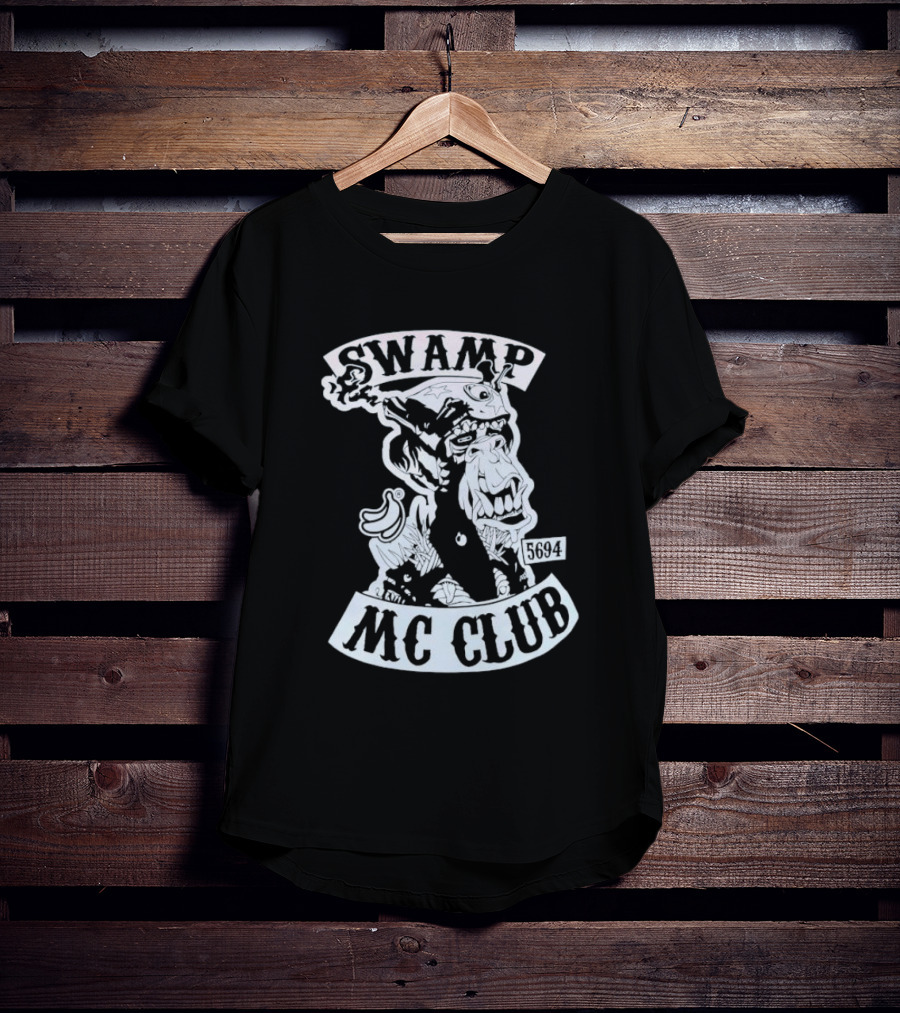 Swamp MC Club 5694 Gorilla Skull Motorcycle Emblem T-Shirt