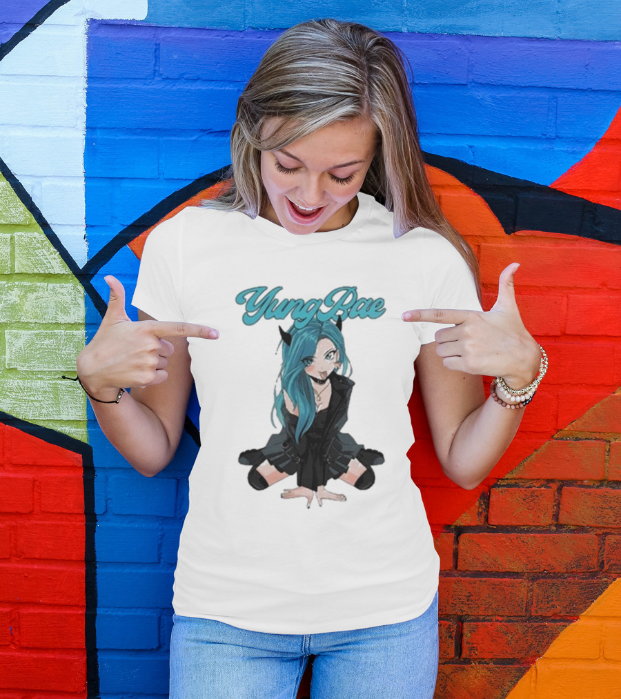 Yung Rae Blue-Haired Goth Anime Girl T-Shirt