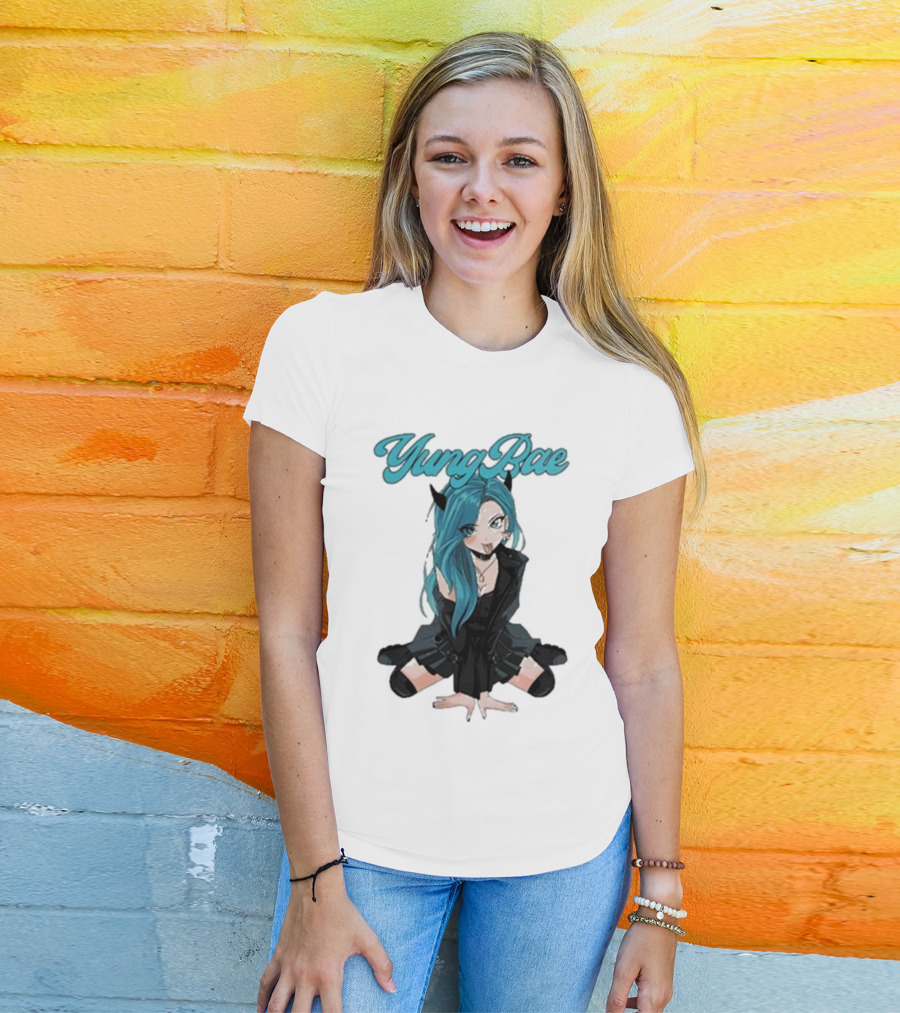 Yung Rae Blue-Haired Goth Anime Girl T-Shirt
