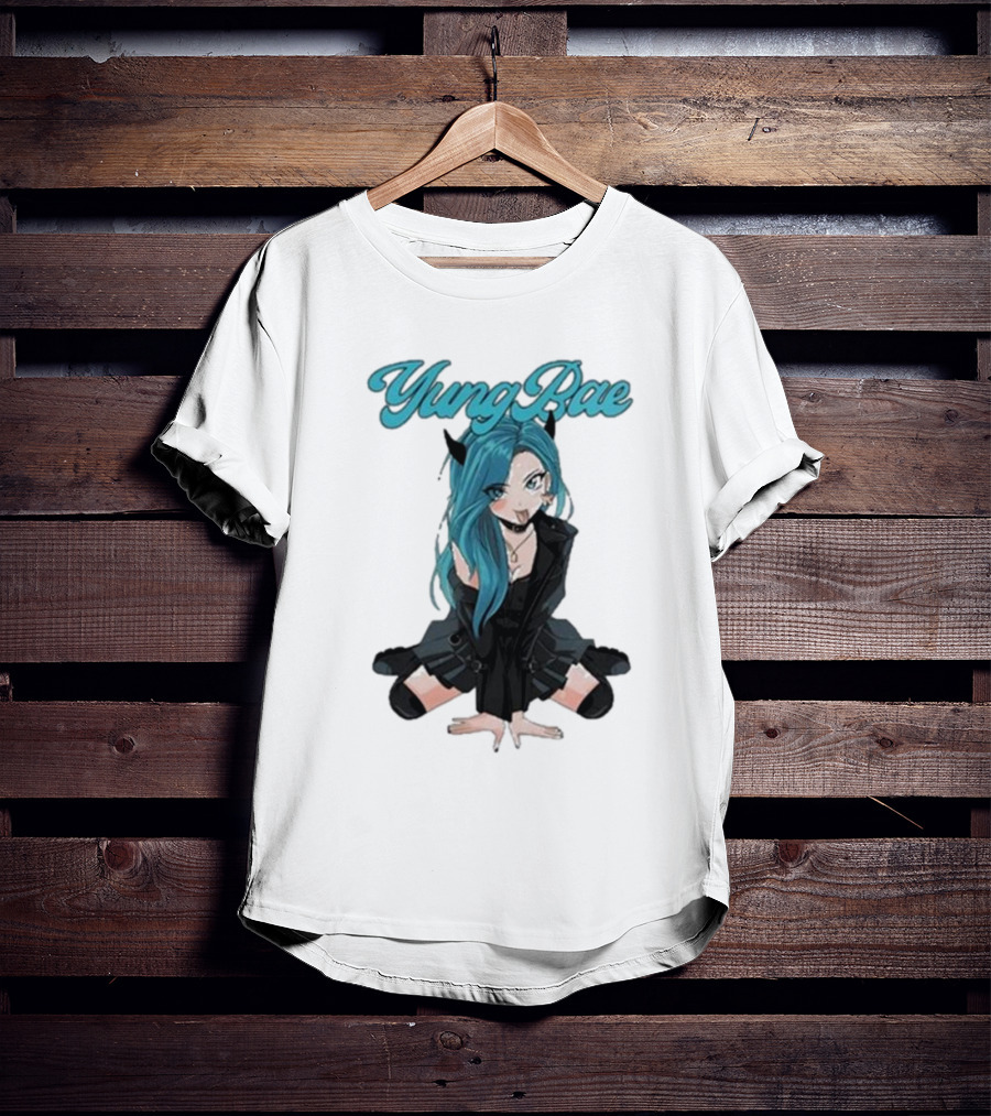 Yung Rae Blue-Haired Goth Anime Girl T-Shirt