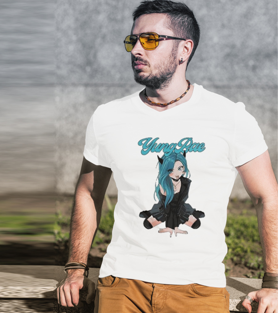 Yung Rae Blue-Haired Goth Anime Girl T-Shirt