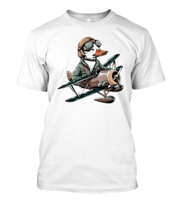 Aviator Duck Flying Vintage Airplane Pilot Softstyle T-Shirt