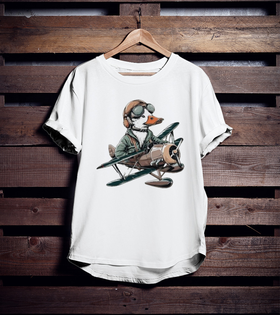 Aviator Duck Flying Vintage Airplane Pilot Softstyle T-Shirt