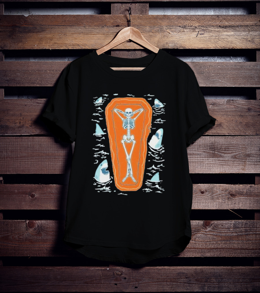 Brain Freeze Press Daydreamer Relaxing Skeleton Coffin Sharks T-Shirt