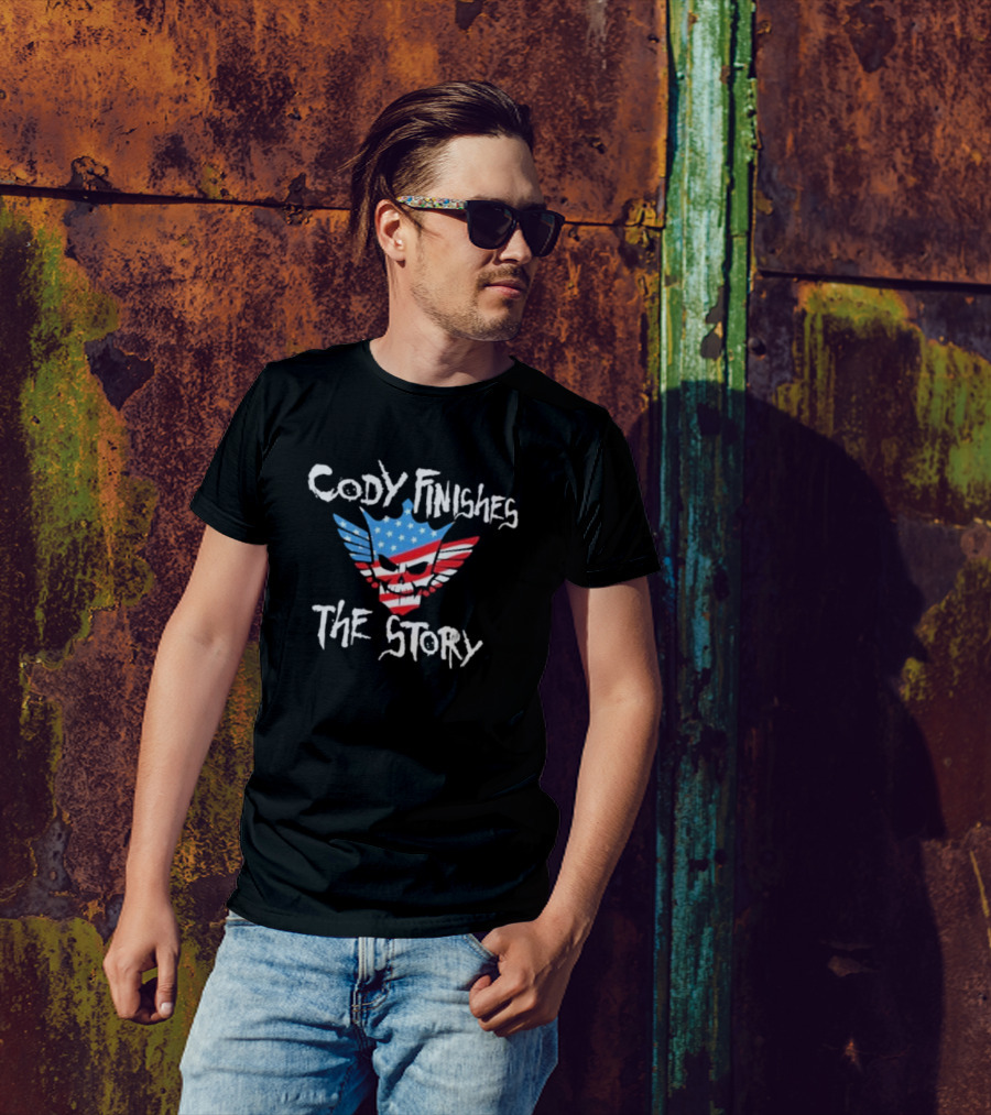 Cody Finishes The Story Skull Wings American Flag T-Shirt