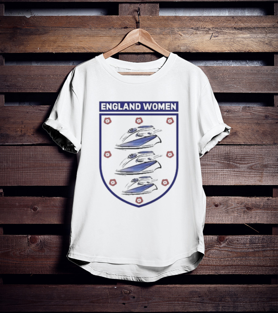 England Women Three Irons Shield With Red Floral Icons T-Shirt