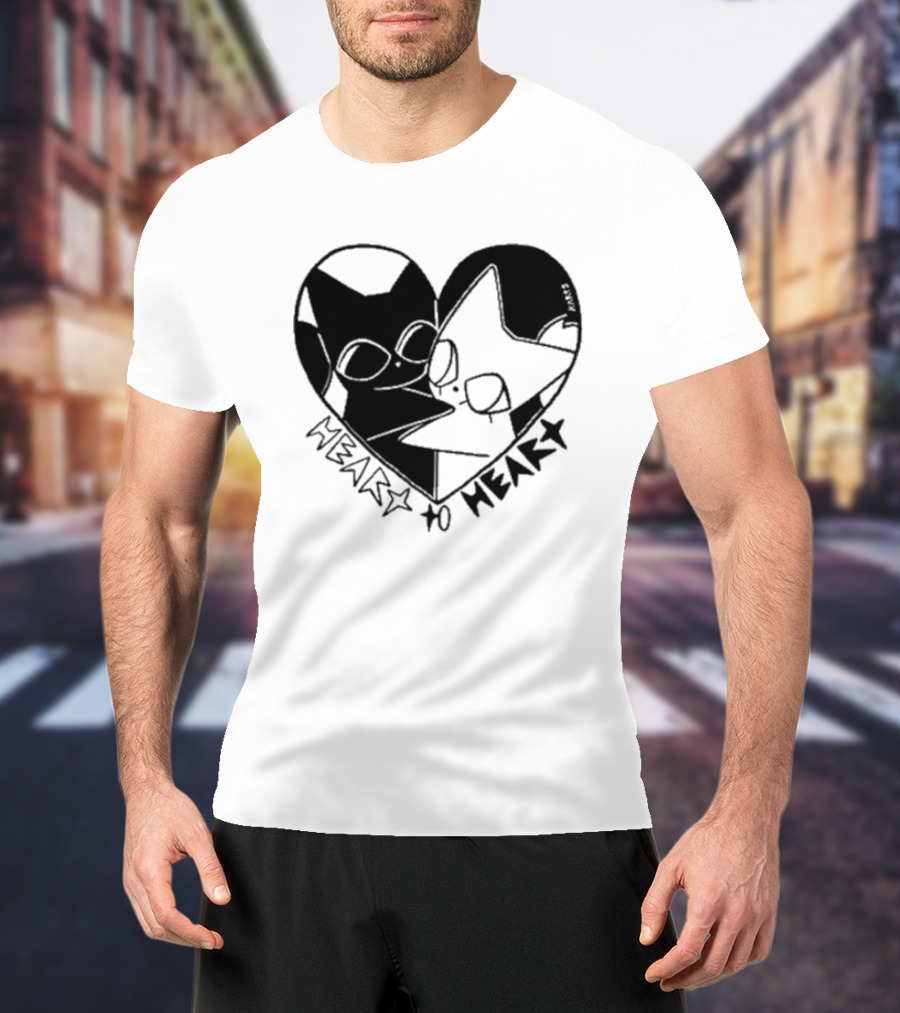 Heart To Heart Everpress Black And White Cat T-Shirt