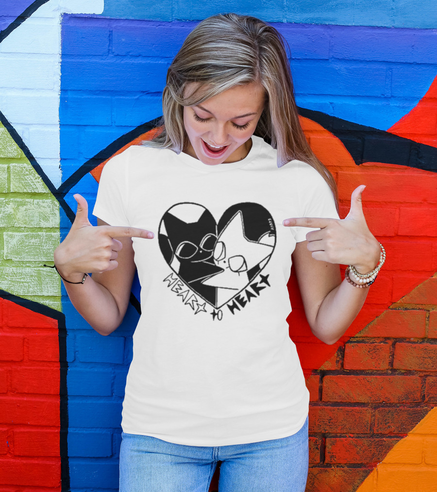 Heart To Heart Everpress Black And White Cat T-Shirt