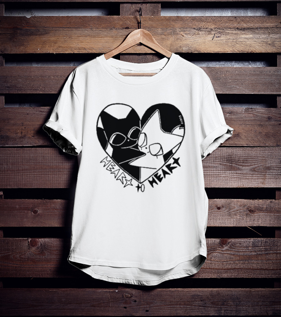 Heart To Heart Everpress Black And White Cat T-Shirt