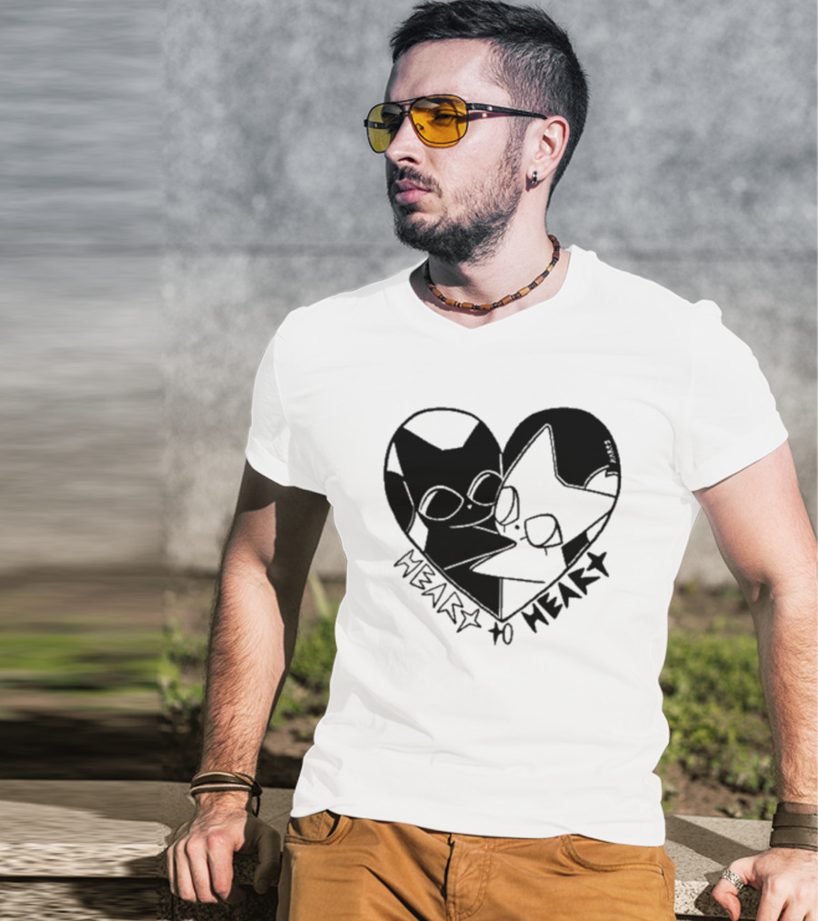Heart To Heart Everpress Black And White Cat T-Shirt