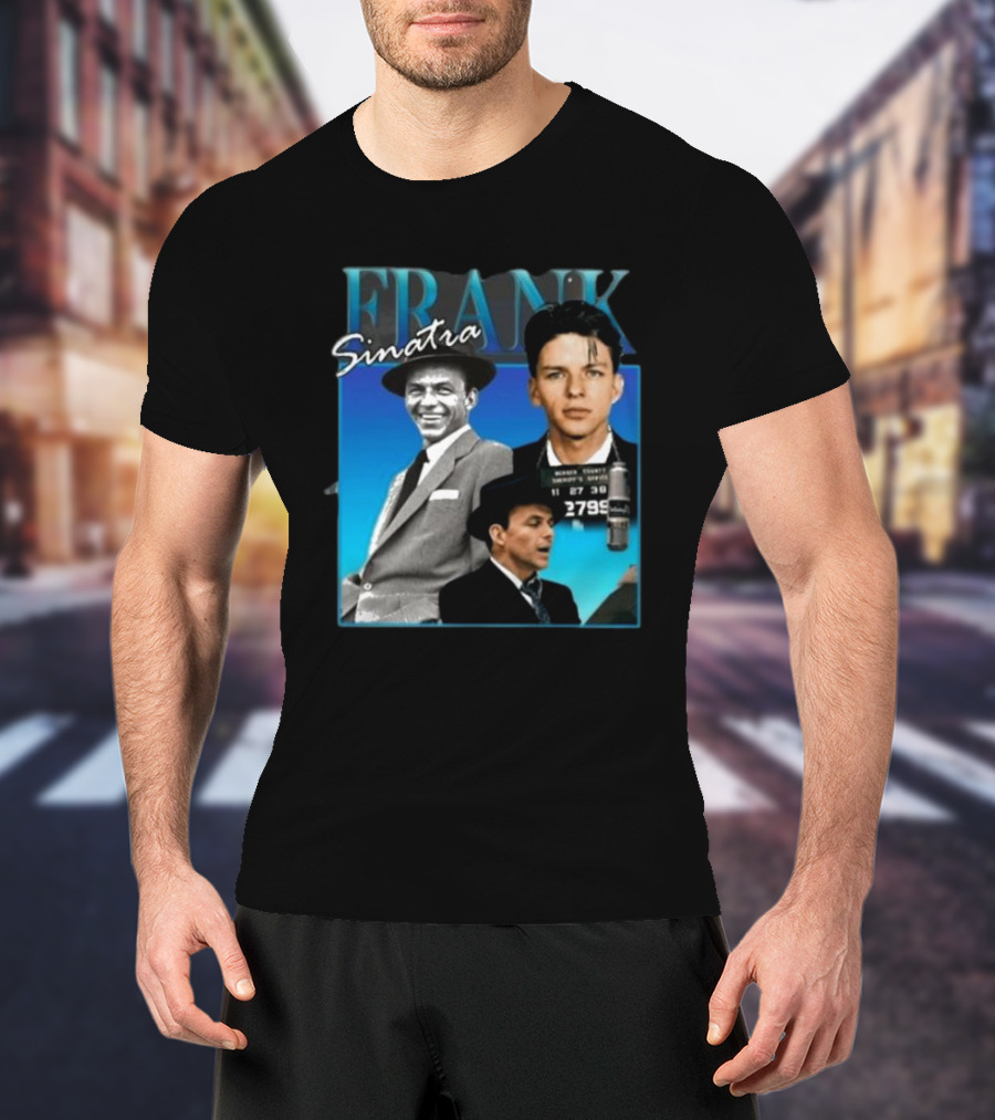 Frank Sinatra Classic Blue Portrait Montage T-Shirt