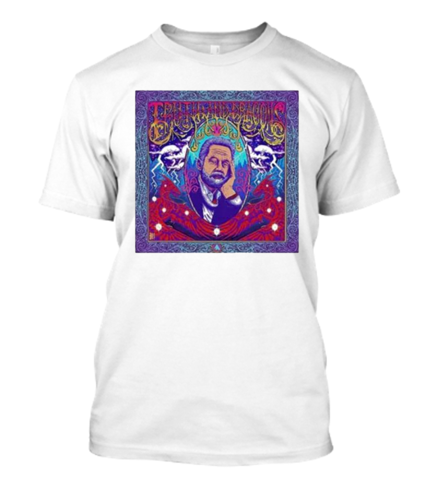 Truth And Dragons Psychedelic Portrait Neon T-Shirt