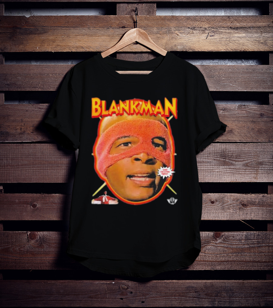 Blankman Heroic Arrival To Save Your Butt With Iconic Masked Superhero Image T-Shirt