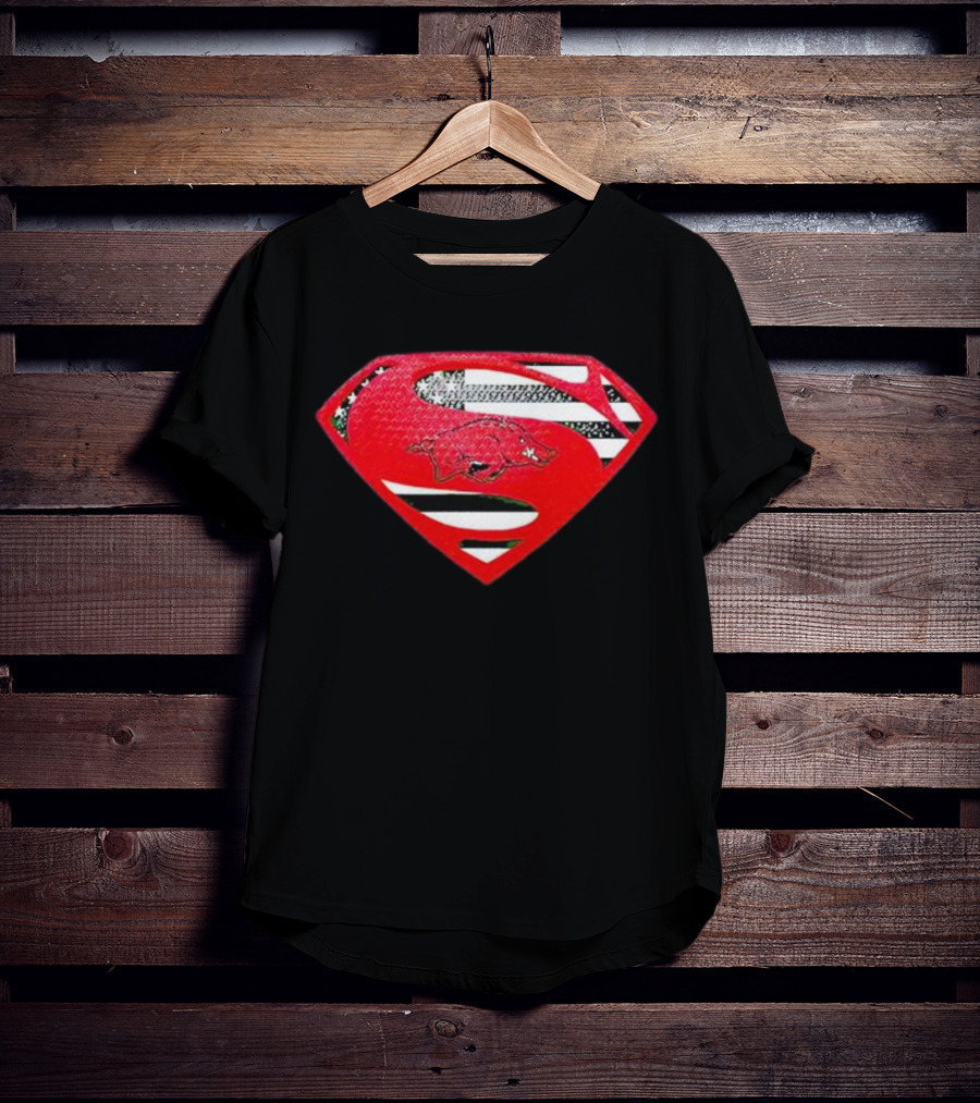 Arkansas Razorbacks Superman Logo With USA Flag Colors T-Shirt