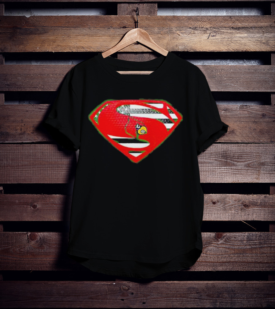 Superman Logo Louisville Cardinals USA Flag Fusion T-Shirt