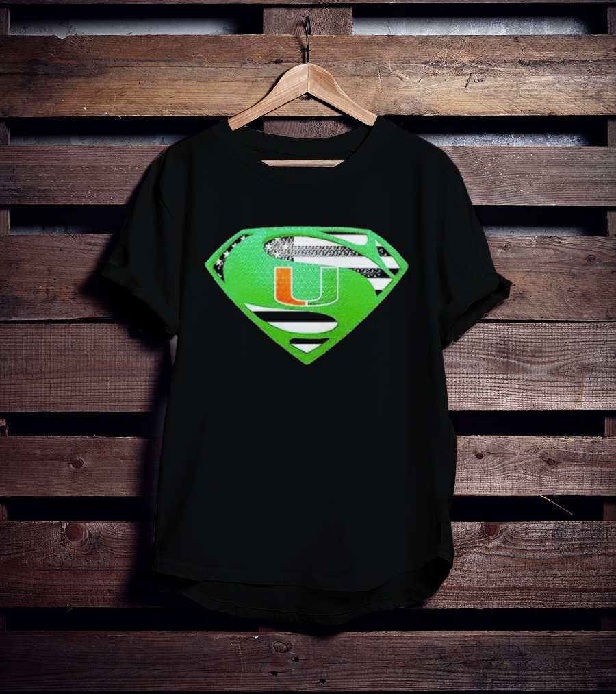 Miami Hurricanes USA Flag Superman T-Shirt