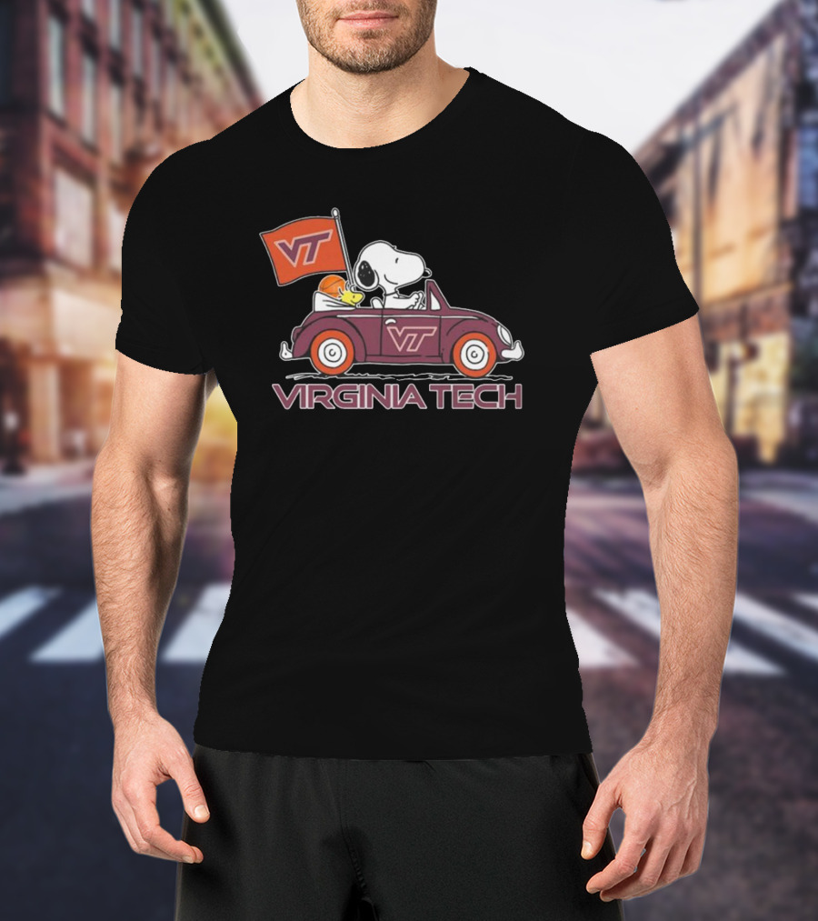 Virginia Tech Hokies Snoopy VT Car Flag Fan T-Shirt