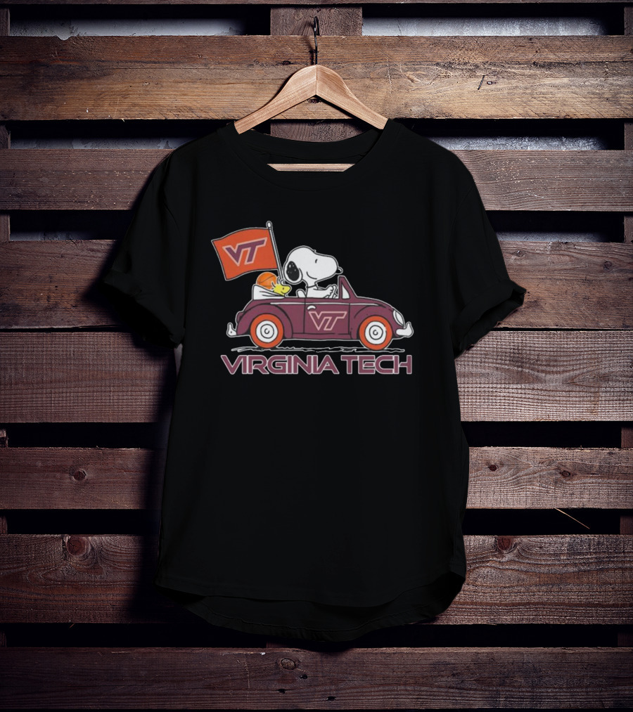 Virginia Tech Hokies Snoopy VT Car Flag Fan T-Shirt