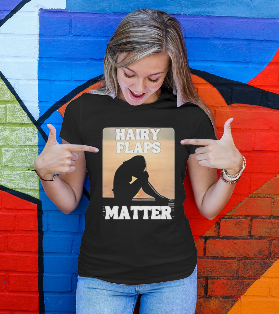 Hairy Flaps Matter Silhouette On Beach Background T-Shirt